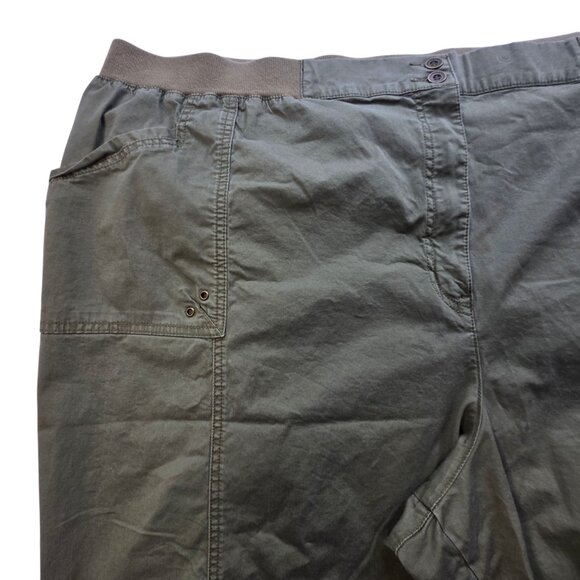 Liz & Me Womens 5X Olive Green Cargo Capri Pants Elastic Waistband Pockets - Picture 11 of 15
